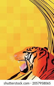 Tiger background illustration using Japanese pattern 