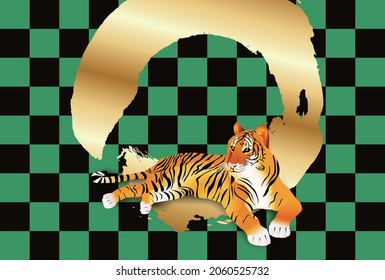 Ilustración de fondo de tigre usando un patrón japonés 