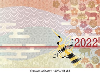 Ilustración de fondo de tigre usando un patrón japonés 