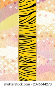 Tiger background illustration using Japanese pattern 