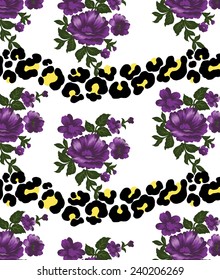 tiger background with purple flowers.