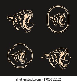 Tiger badge Vintage logo design vector