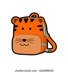 tiger bag icon. cute school bag for kids
