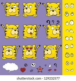 tiger ball cartoon set in vector format very easy to edit