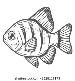 Ilustração da arte da linha do peixe da aranha do tigre