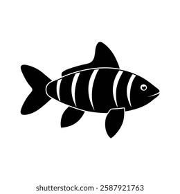 Tiger Barb Silhouette Vector Art and Black Tiger Barb Fish Design