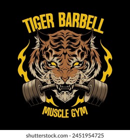 the tiger barbell muscle gym vector