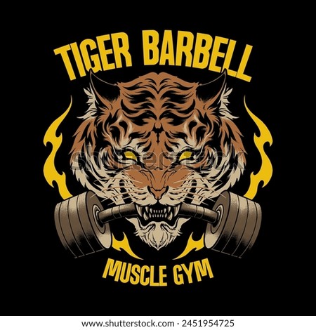 the tiger barbell muscle gym vector