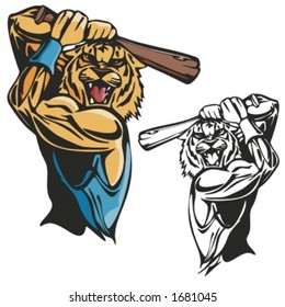 Tiger Baseball Mascot for sport teams. Great for t-shirt designs, school mascot logo and any other design work. Ready for vinyl cutting.