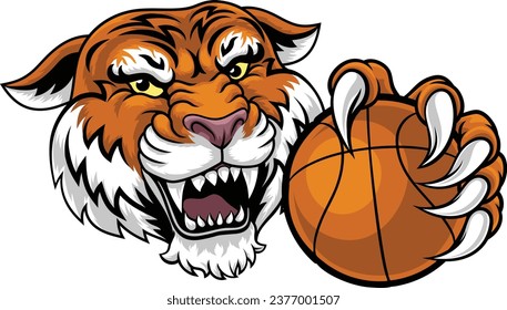 A tiger basketball ball team cartoon animal sports mascot