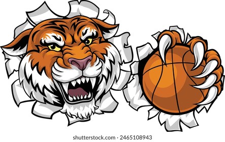 A tiger basketball ball team cartoon animal sports mascot