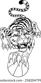 A tiger basketball ball team cartoon animal sports mascot