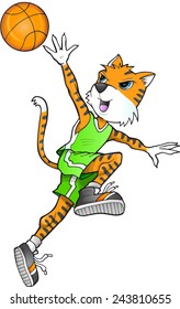 Tiger Basketball Player Vector Illustration Art