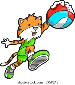 Tiger Basketball player Vector Illustration