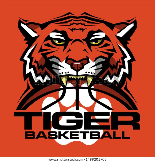 Tiger Basketball Team Design Half Mascot Stock Vector (Royalty Free ...