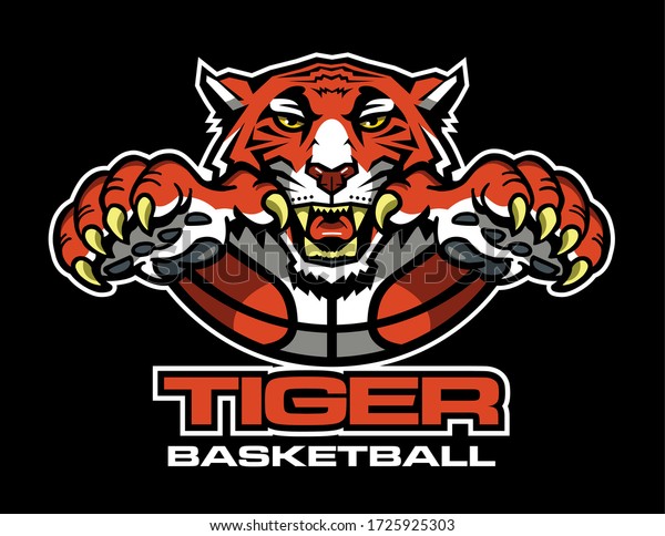 Tiger Basketball Team Design Mascot Ball Stock Vector (Royalty Free ...