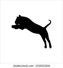Tiger (Big Cat Family) Jump Silhouette for Logo or Graphic Design Element. Vector Illustration