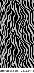 Tiger black gray seamless pattern. Vector animal skin print. Fashion stylish silver organic texture. 