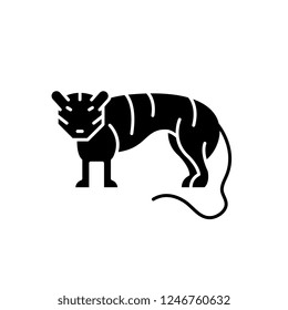 Tiger black icon, vector sign on isolated background. Tiger concept symbol, illustration 