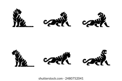 Tiger Black logo icon design illustration template