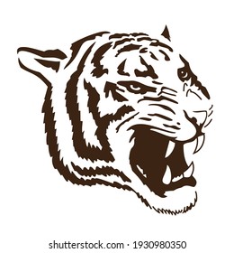 tiger black outline on white background