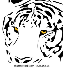 Tiger black and white face.Vector