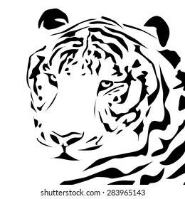 Tiger black and white face.Vector