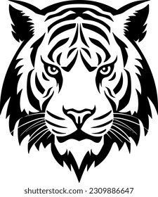 Tiger - Black and White Isolated Icon - Vector illustration