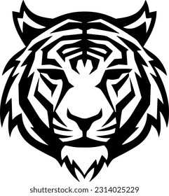 Tiger - Black and White Isolated Icon - Vector illustration