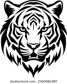 Tiger - Black and White Isolated Icon - Vector illustration