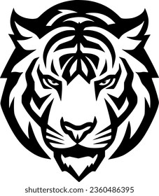 Tiger - Black and White Isolated Icon - Vector illustration