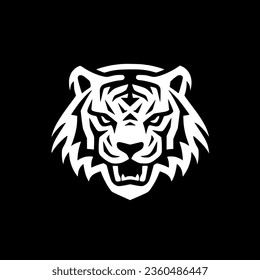 Tigre - Ícono aislado negro y blanco - Ilustración vectorial