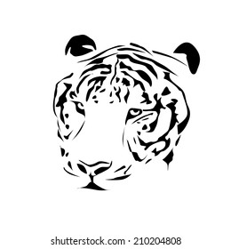 Tiger black and white. tattoo. Vector