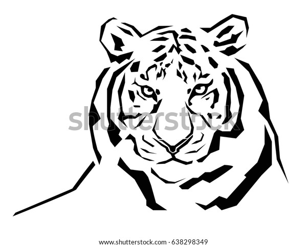 Tiger Black White Vector Stock Vector (Royalty Free) 638298349