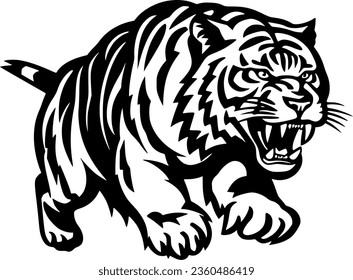 Tiger | Black and White Vector illustration