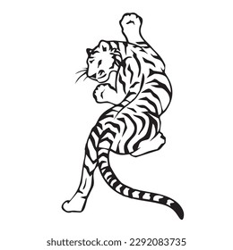 Tiger black and white. Vector image