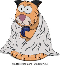 Tiger in a blanket, vector illustration