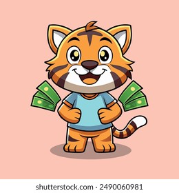 Tiger Boss mascot character logo design vector illustration