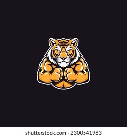 tiger in boxing gloves ready to blow illustration