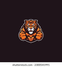 tiger in boxing gloves ready to blow illustration