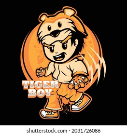 Tiger Boy Cartoon Character Vector