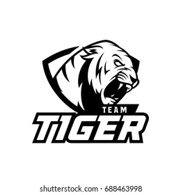 tiger - bw vector logo / mascot