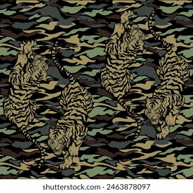 Patrón de Vector dibujado a mano de camuflaje de tigre