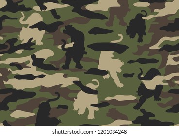 Tiger Camouflage Pattern, Military Background. Illustration Vector Design.