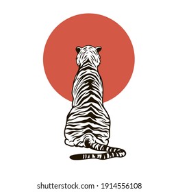 Un tigre. Se puede usar como dibujo de un tatuaje.