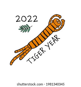 Tiger Cartoon, animal character. Symbol of 2022 New Year. Design Template for Christmas card, banner, poster, holiday decoration