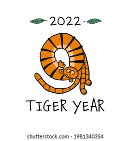 Tiger Cartoon, animal character. Symbol of 2022 New Year. Design Template for Christmas card, banner, poster, holiday decoration