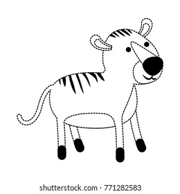 tiger cartoon in black dotted contour