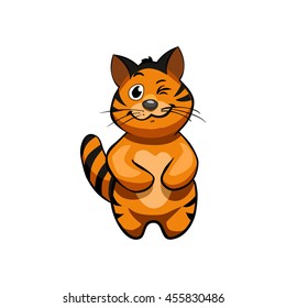 Tiger Cartoon Character.  Emotion: winking