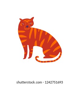 Tiger cartoon character illustration in vector